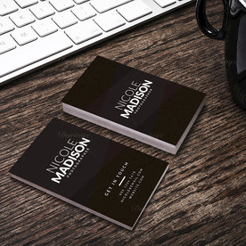 黑色简约名片PSD格双面展开图