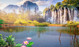 瀑布风水画图片