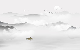 中式水墨山水画