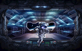 宇航员空间站3D立体背景墙