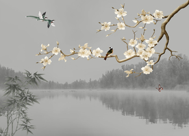 中式花鸟山水画