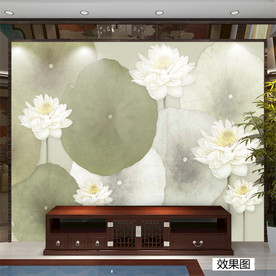 国画荷花 简约 清新 水墨