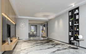 现代极简轻奢客厅背景墙空间设计