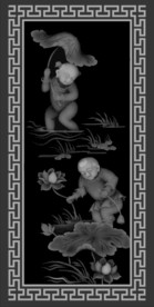 荷花小孩灰度图