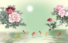 牡丹客厅背景墙