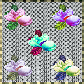 手绘花 方巾 大牌新款