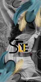 时尚美女蓝色羽毛装饰画玄关