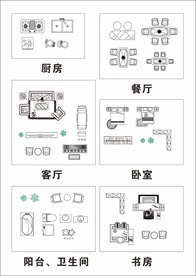 房地产户型图简约线条模型素材