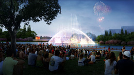 滨河景观带音乐喷泉夜景效果图