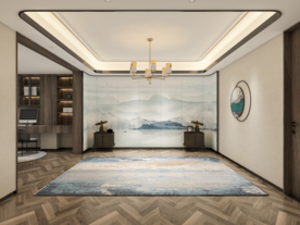 新中式背景墙 卧室靠床空间设计