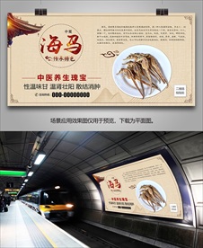 中药海马灯箱海报展板展架挂画