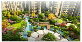 住宅小区中心水系景观设计效果图