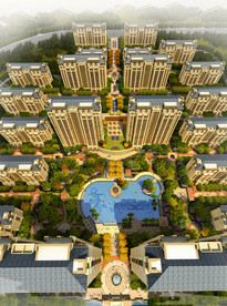 住宅楼盘 景观设计鸟瞰效果图