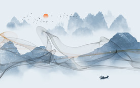 水墨山水背景墙