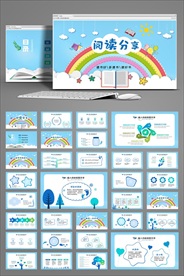卡通风读书分享动态PPT模板