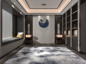 新中式卧室靠床背景墙 空间设计