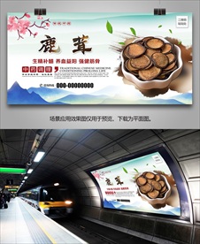 名贵中药鹿茸海报灯箱展板挂画