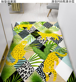 热带雨林几何抽象玄关地毯