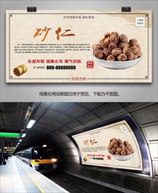 中药材砂仁海报灯箱展板挂画单页