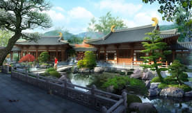 中式庭院景观效果图