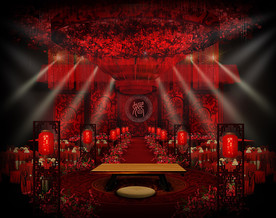 红黑色汉式婚礼仪式区