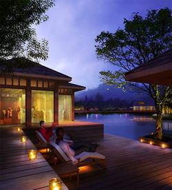 度假会所夜景效果图