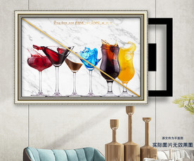 现代简约爵士白酒杯电表箱装饰画