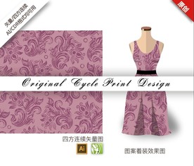 原创矢量抽象荷花中国风怀旧印花