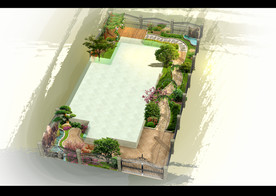 别墅庭院景观效果图