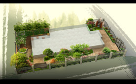 别墅庭院景观效果图