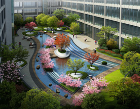 办公楼内庭景观设计效果图