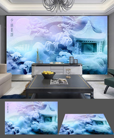 中式一帆风顺玉雕立体客厅背景墙