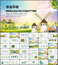 稻田水稻大米农业丰收PPT模板