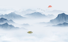 中式水墨山水画