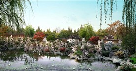 中式园林湖石假山效果图