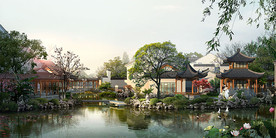 中式园林庭院 效果图
