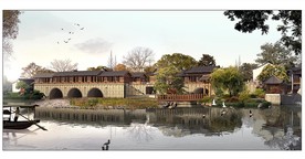 运河古镇游船效果图