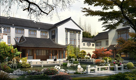 中式别墅景观效果图