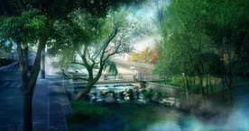 生态河道护坡景观效果图