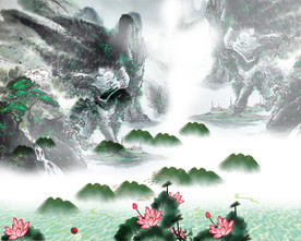 中国风荷花仙境