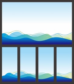 蓝绿背景曲线装饰底边