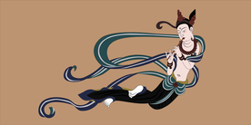 敦煌莫高窟壁画晚唐乐队吹萧飞天