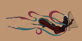 莫高窟329窟演奏箜篌黑飞天