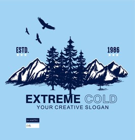 山峰雪山 印花森林