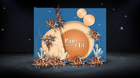 蓝橙色婚礼迎宾区