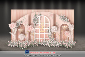 粉色婚礼迎宾区