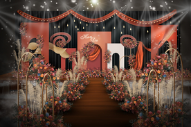 红色美式乡村婚礼仪式区