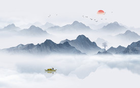 中式水墨山水画