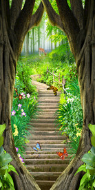 树林走道小路3D背景墙