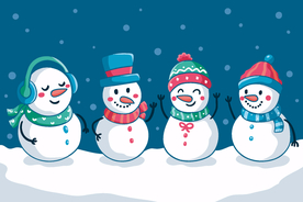 堆雪人插画圣诞元素